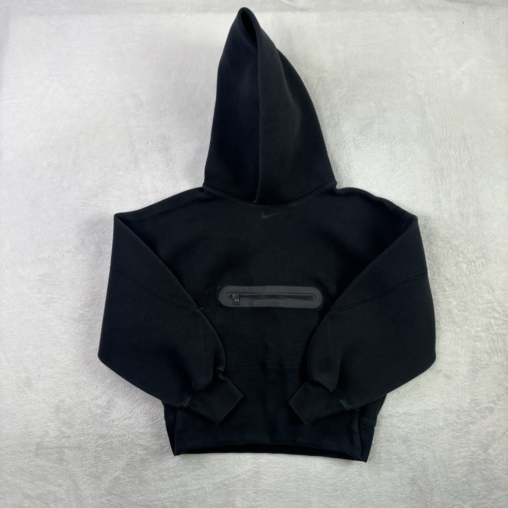 Nike Tech Black Activewear Pullover Long Sleeve Fleece Crop Hoodie Boys XS